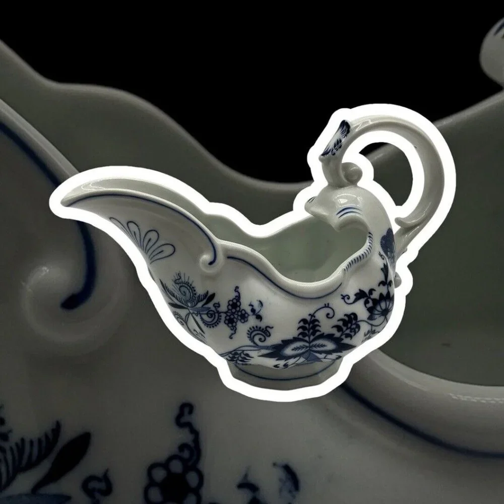 Blue Danube Large Blue & White Gravy Boat Blue Onion Retired Pattern Vintage